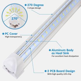 Led Shop Lights,Led Shop Lights 4FT 50W 6500K 7000LM Clear White,Shop Light 4FT 110V Linkable Integrated V-Shape for Shop Garage,Warehouse