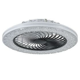23 Inch Led Enclosed Ceiling Fans with Lights, RGB Bladeless Modern Ceiling Fan Low Profile for Living Room (23 Inch)