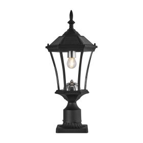 Solar Post Lights Outdoor, Dusk to Dawn Outdoor Post Lights with Pier Mount Base, Black Solar Lamp Posts Light Fixture