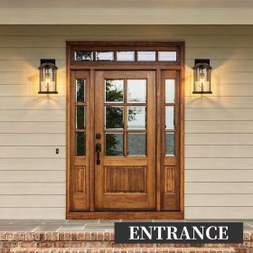 Outdoor Wall Sconces 2 Pack, Exterior Light Lantern Fixtures, Porch Light Lamps Outdoor Wall Mounted in Black Finish with Seeded Glass for House