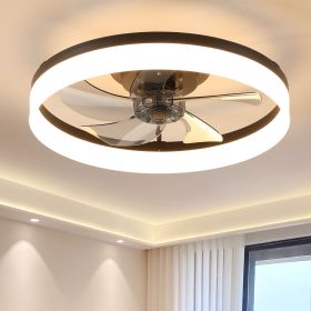 20'' Ceiling Fan with Light, Upgraded Low Profile Fan, Flush Mount Ceiling Fan, 6 Speeds, Dimmable LED, App & Remote Control, Quiet DC Motor