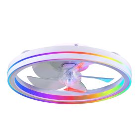 RGB Ceiling Fans with Lights, 19'' Smart LED Ceiling Fan with Remote/APP Control, Modern Low Profile Bladeless Chandelier Fan