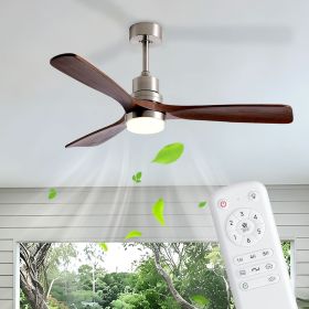 52 Inch Brushed Nickel Ceiling Fans with Lights and Remote Control, Modern Ceiling Fan Light, 3 Blades, 6 Speed DC Motor