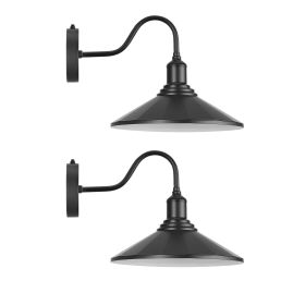 Outdoor Barn Light, 11.5 in Diameter, 2-Pack Farmhouse Gooseneck Light Fixture, Exterior Wall Sconce, with Vintage Style, Anti-Rust
