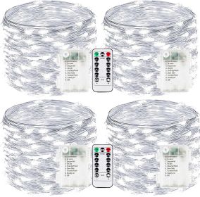 4-Pack Fairy Lights Battery Operated with Remote, Waterproof 33FT 100 LED Battery String Lights Outdoor Indoor