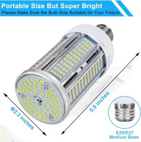 2 Pack 400W Equivalent LED Corn Light Bulb 6000 Lumen Led Corn Bulb 50W Super Bright 5000K Daylight White E26/E27 Base LED Light Bulb for Home Ga