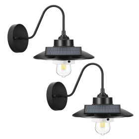 Solar Outdoor Barn Light, 3 Lighting Modes and Motion Sensor, 2-Pack Gooseneck Light Fixture, Farmhouse Wall Sconce, with E27 Bulb Compatible