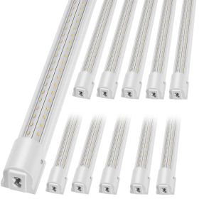 10 Pack LED Shop Light, 8 FT, 80W Linkable Shop Light Fixture, 10000 LM Ceiling Lights 59 in Power Cords with ON/OFF Switch 48 in Connector Cable