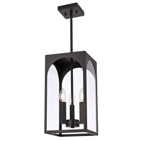 Large Outdoor Pendant Light Fixtures 3-Light, Exterior Hanging Lantern Porch Light Adjustable (Color: Oil Rubbed Bronze, Number of Light: 3-Light)
