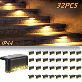 Led Solar Deck Lights 32 Pack Waterproof and Wide Use for Outdoor Stairs Step Fence Railing Yard and Patio Auto On/Off Easy Installation(Warm Whi (quantity: Wram light-32PCS)