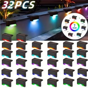 Led Solar Deck Lights 32 Pack Waterproof and Wide Use for Outdoor Stairs Step Fence Railing Yard and Patio Auto On/Off Easy Installation(Warm Whi (quantity: RGB light-32PCS)